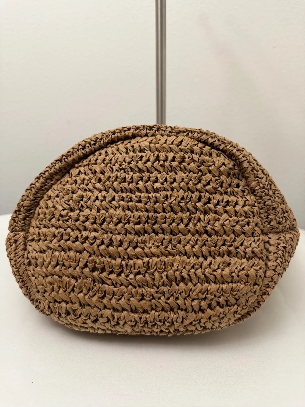 Handcrafted Paper Raffia Tote Bag with Blue Floral Beading